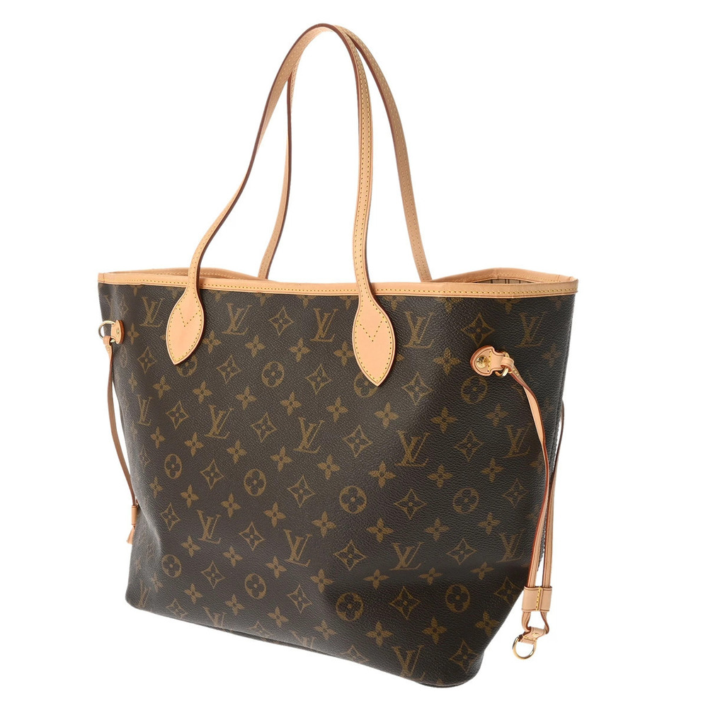 Louis Vuitton Monogram Bag Tote Brown Neverfull Canvas Brown